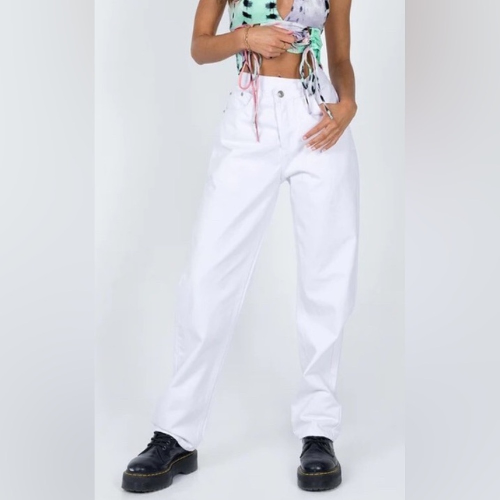 Princess Polly Holly Asymmetric Straight Leg Denim Jeans | New without Tags